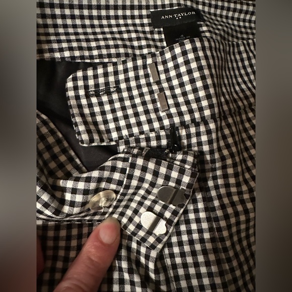 Ann Taylor Black & White Checkered Pants Straight Leg With Pockets Sz 4 - Picture 6 of 11